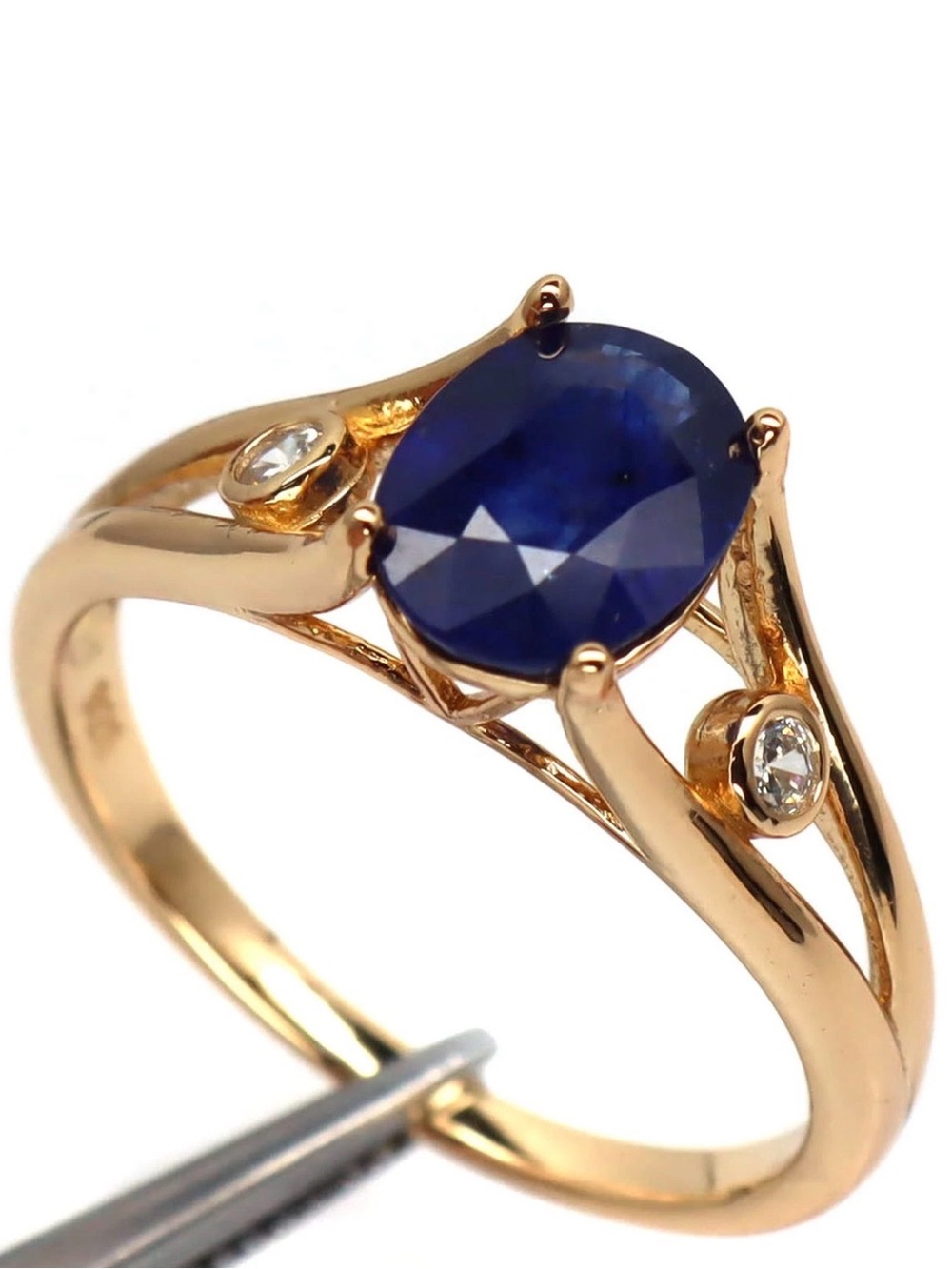 Split Shank 14KGP Natural Blue Sapphire 2.20CT 925 Sterling Silver Ring Sz 8.75